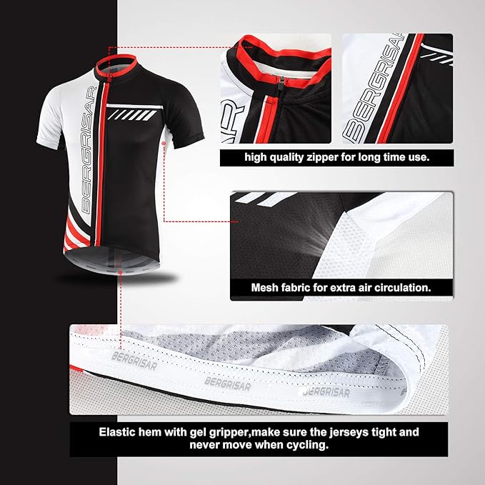 BERGRISAR Men's Cycling Jerseys Short Sleeves Bike Shirt