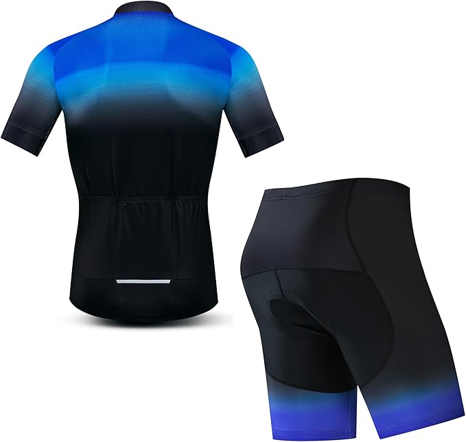 JPOJPO Cycling Jersey Men Set Bike Shirt Kit Short Sleeve Clothing Tops+5D Padded Shorts Summer Breathable Quick-Dry S-3XL