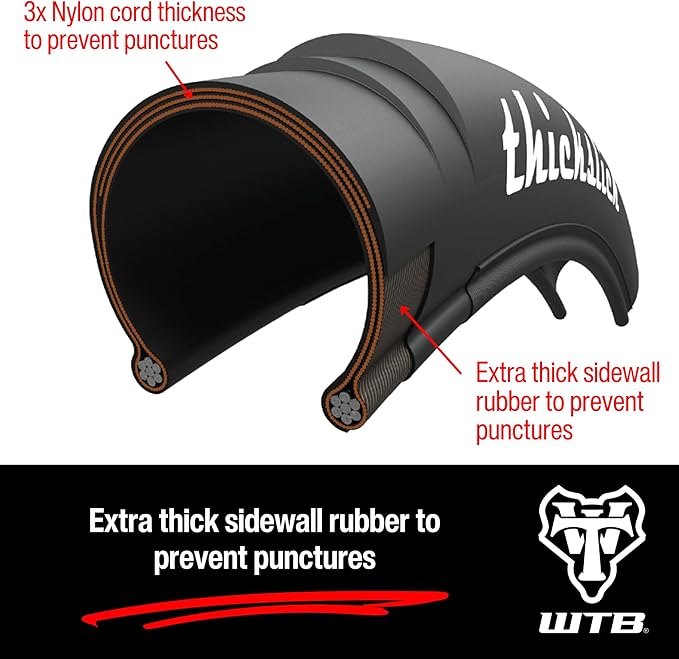 WTB ThickSlick Hybrid Bike Tire (26"/29"/700c) Wire Bead - Slick Tread - Commuter & Campus (Black/White, Optional Flat Guard)