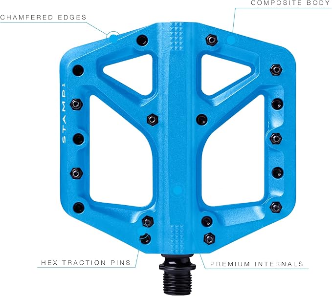 Crankbrothers Stamp Flat MTB Pedals - Size-Specific, Lightweight, Versatile, Durable Bike Pedals