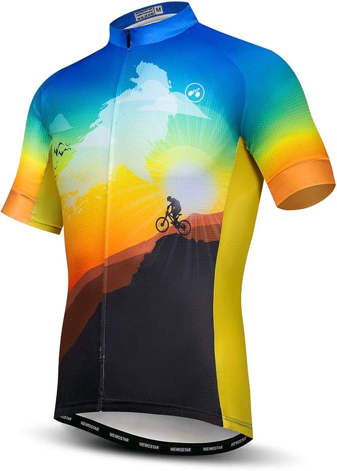Men Cycling Jersey Skull Bike Short Sleeve Tops Quick-Dry Reflective 3-Pockets S-3XL