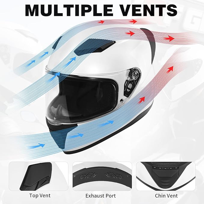 Full Face Motorcycle Helmet WS-607 DOT Approved Motorbike Racing Street Bike Helmets for Adults with Visor