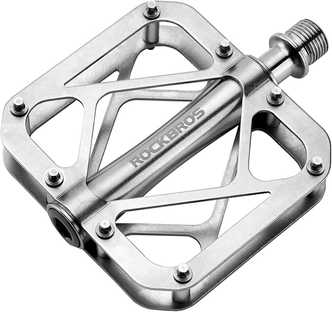 ROCKBROS Titanium Alloy Bike Pedals Mountain Bike Pedals 3-Bearing Sealed Bicycle Pedals MTB Pedals Platform, 250g Lightweight, Pedals for MTB, BMX, Down Hill, All Mountain