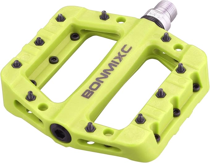 Mountain Bike Pedals Nylon Lightweight MTB Pedals Non-Slip Bicycle Pedals Large Platform Sealed Bearing 9/16” Thread