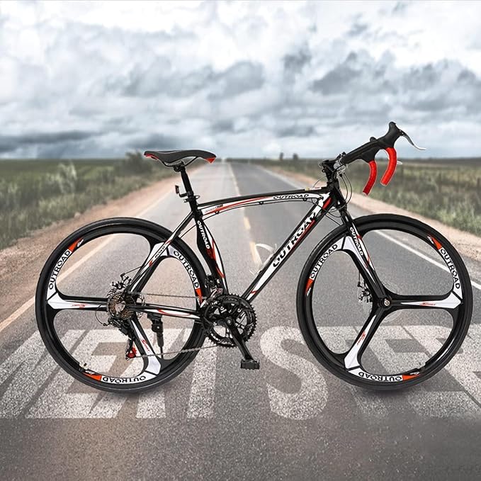 700C Wheel Road Commuter Bike, 14 Speed Shifter, Dual Disc Brakes Racing Bicycle with Light Aluminum Alloy Frame for Adult Men and Women