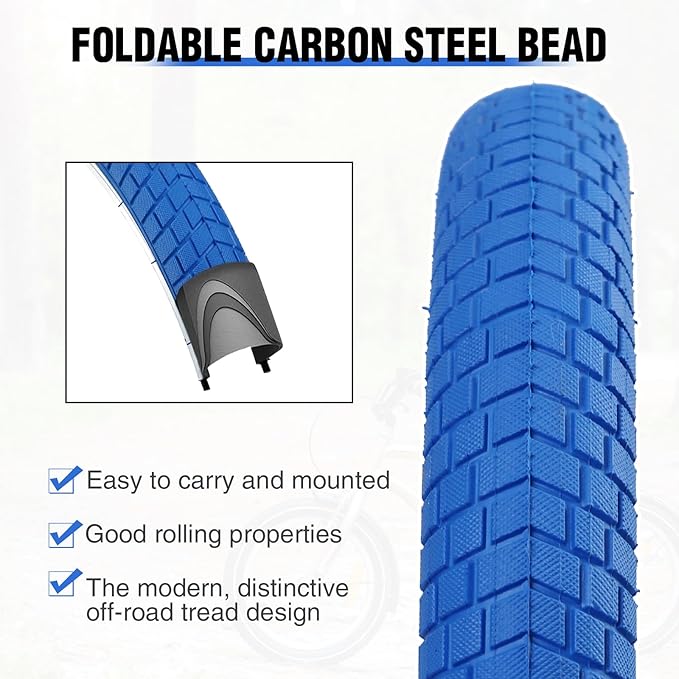 12/16/20x2.125 Bike Tires 1/2 Pack 12/16/20 Inch Kids Folding Replacement Tire/Tube Suitable for Tires 12/20x2.1 12/16/20x2. 125 12/20x2.25, Multiple Colors