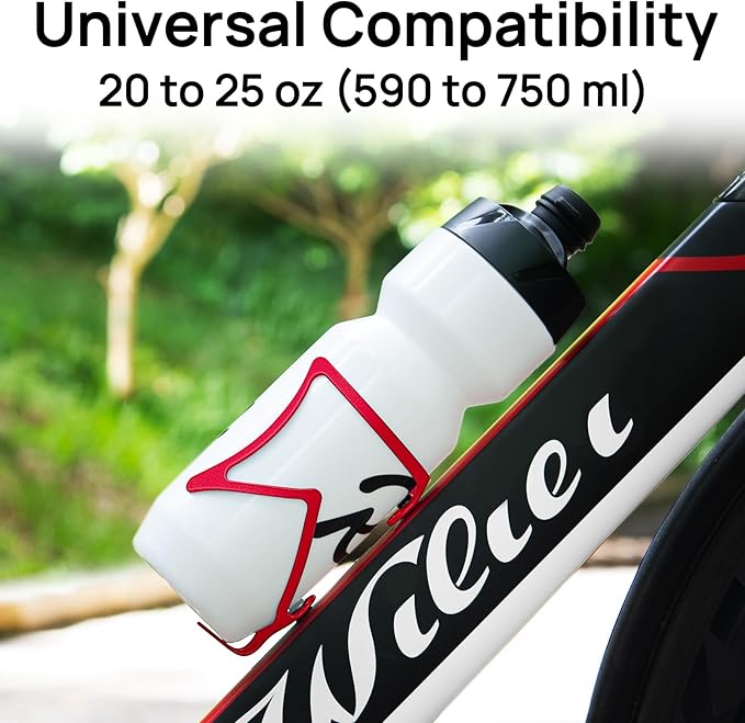 FIFTY-FIFTY Bike Water Bottle Holder, Aluminum Alloy Water Bottle Cage, Lightweight Bicycle Cup Holder Rack with Screws Tool, Universal Bicycle Drink Cage for MTB, Road Bike (Red)