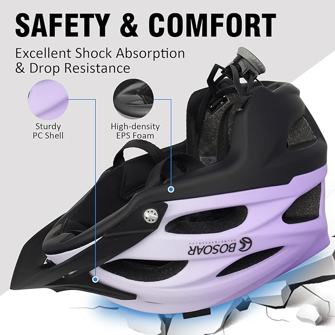 Mountain Bike Helmet,Adult Cycling Helmet with Camera Mount and Detachable Visor for Men Women Youth,Suggested Fit 55-61 Cm