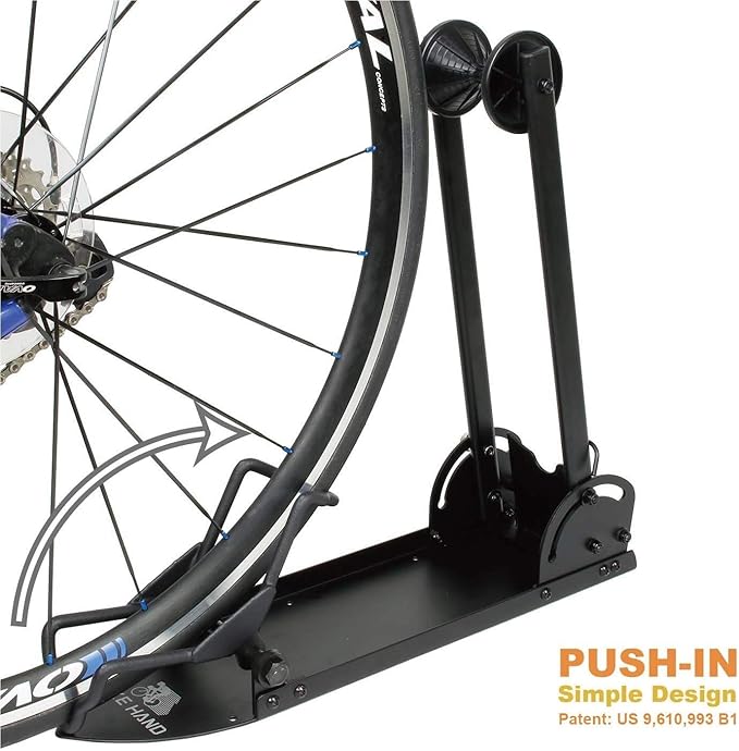 BikeHand Bicycle Floor Parking Rack Stand - for Mountain MTB & Road Bikes Indoor Outdoor Garage Storage - Floor Mounted Classic Rack or for Fat Bike Rack - Max Tire Width 2.4"