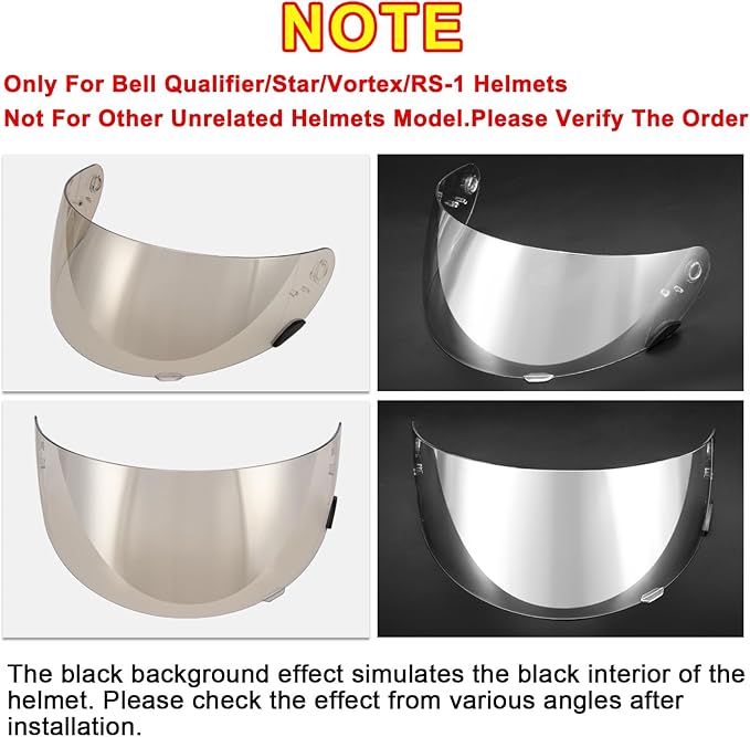 PSLER Qualifier Visor- Qualifier DLX Helmet Visor Motorcycle Face Shield Accessories Replacement for Bell Qualifier/Star/Vortex/RS-1/Revolver,Transparent Silver