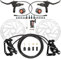 Hydraulic Brakes for Ebike: 2 PIN Female Waterproof Power-Off Connector, Pre-Bleed Filled with DOT 4 Brake Fluid Front and Rear Brakes Kit - 180mm 2.75mm Thickened Rotor (Include Hose Cutting Tool)
