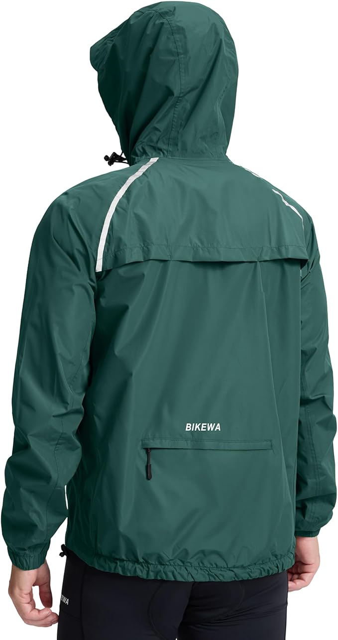 Bikewa Men's Cycling Rain Jackets Waterproof Running Bike Windbreaker Lightweight Packable Hooded Jacket
