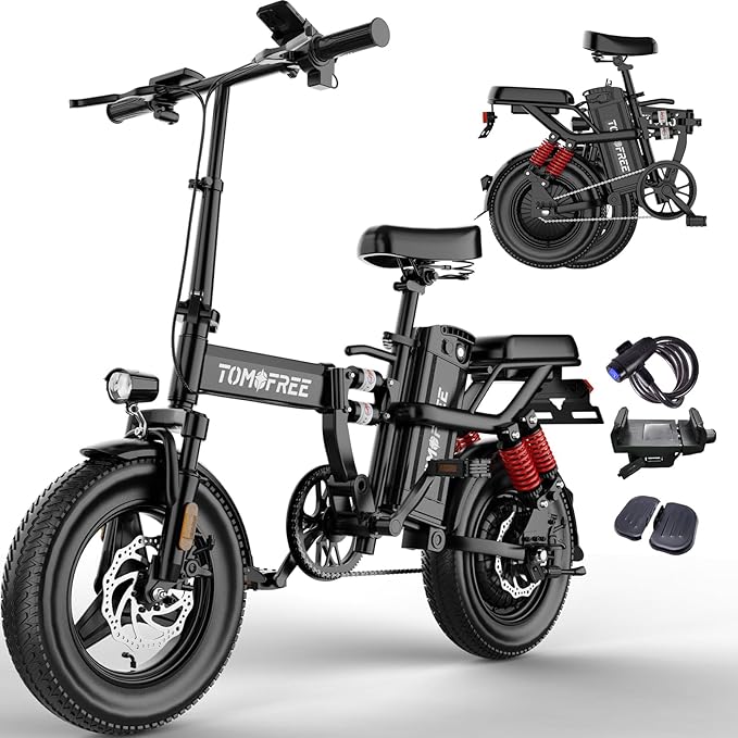 Tomofree 750W Peak Electric Bike for Adult, 20-25MPH/25-35 Miles Electric Bicycle, 14" Folding E Bike, 48V 20Ah Removable Battery, PAS Control, Commuter E-Bike for Adults and Teens