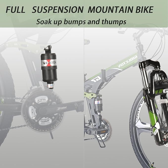 27.5 inche Folding Bike,Full Suspension Mountain Bike,21 Speed Bikes for Men Adults Bicycle