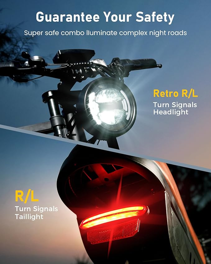 isinwheel Electric Bike Adults 750/1500W Ebike 20/28MPH, 55-75 Miles Electric Motorcycle with 10.4/13AH Battery, 20" Fat Tire Electric Dirt Bike 7-Speed E-Bike Full Suspension, R/L Turn Headlight