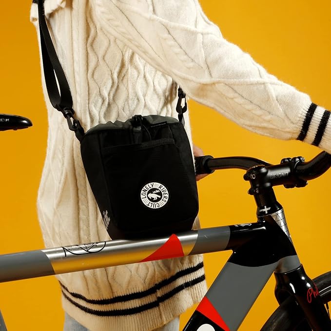 ULAC NEO PORTER C-HOLD Bike Feed Bag for Top Tube, Handlebar, Stem and Saddles (Black-Grey, Large)
