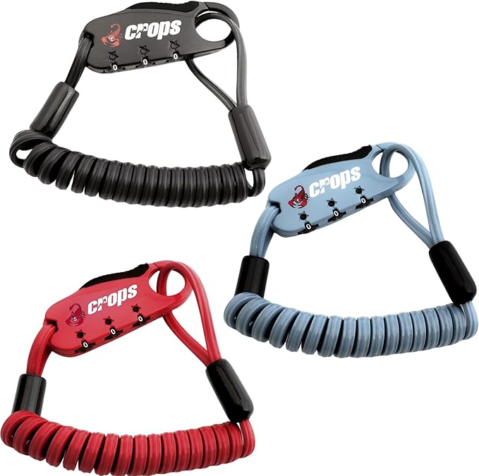 CROPS Q-BIRO MINI Compact Bike Lock Cable, 3 ft, Blue Anti-Theft 3-Digit Resettable Combination Lock with a Shape-Memory Coiled Cable and BIROTATION Technology; Great Option for Road Cyclists