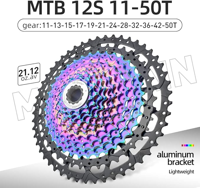 VG SPORTS 8/9/10/11/12 Speed Ultra-Light Bike Cassette for Mountain Bike 11-40T/11-42T/11-46T/11-50T/11-52T MTB Cassette Lightweight Aluminum Bracket Cassette
