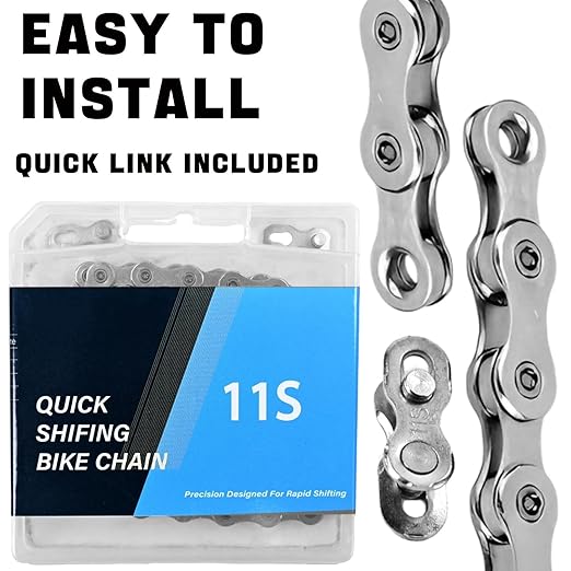 VERKSTAD 11 Speed Bike Chain, Bike Chain 1/2" x 11/128" 118 Links for Road Bike Mountain Bike Racing Cycling