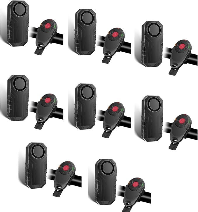 8Pcs Anti Theft Bike Alarm with Remote,Bike Alarm,Motorcycle Alarm,Motorbike Alarm,Ebike Accessories for Adult Bikes IP65 Waterproof 113dB Super Loud Fit for All Handlebar Sizes Remote Strap