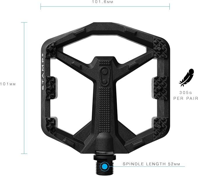 Crankbrothers Stamp Flat MTB Pedals - Size-Specific, Lightweight, Versatile, Durable Bike Pedals