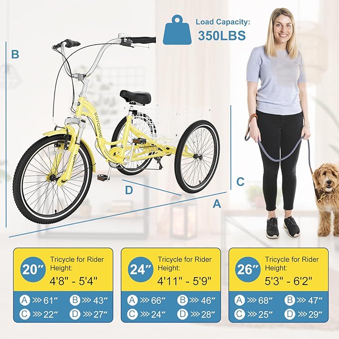 NAIZEA Folding Adult Tricycle - 7 Speed 20/24/26 Inch Folding Tricycle for Adult, 3 Wheel Bike, Foldable Trike with Large Basket/Low-Step Through for Men Women Senior