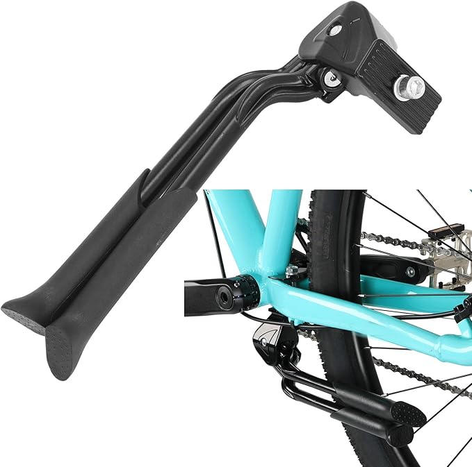 Aluminum Alloy Double Leg Bike Kickstand - Center Mount Bicycle Stand with 7 Hole Height Adjustable Design - Sturdy Support for Mountain and Road Bikes - Rustproof and Anti Slip