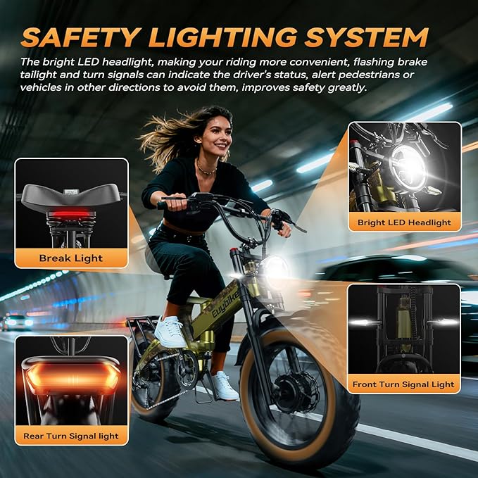 2000W/3000W Peak Motor Electric Bike for Adults, 48V/52V 25AH/30AH Battery Full Suspension Foldable Ebike, 20"x4.0" Fat Tires 35MPH Dirt Bike, 100/120 Miles Hydraulic Brake Magnesium Alloy Motorcycle