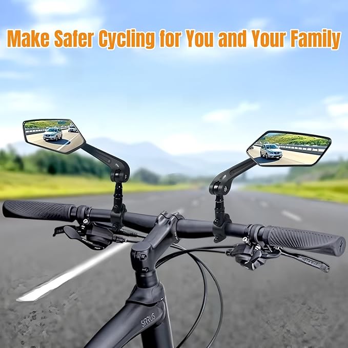 Bike Mirrors,2 Pack-Ebike Mirror,360° Adjustable and Rotatable Handlebar Mirrors,Scratch Resistant Glass Lens, Mountai Bikes,Scooter, E-bikes,Road Bikes,Bicycle Universal Fit Accessories