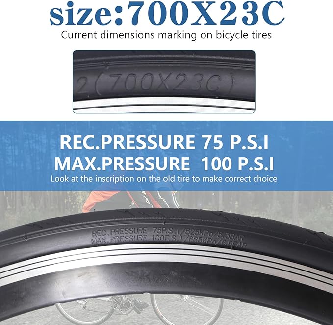 SIMEIQI 2 Pack700x23C (23-622) Foldable Road Bike Tires 700C Replacement Tires with Folding Bead, Puncture Resistant for Racing & Commuter Bicycles