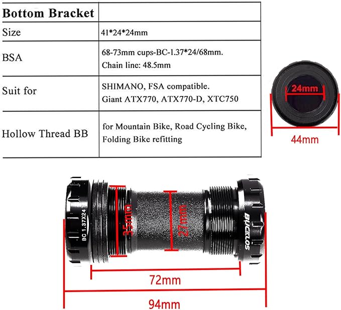 BUCKLOS 170/175mm Mountain Bike Crankset - CNC MTB Hollowtech Direct Mount Single Speed Cranksets, Bicycle Crank Set with 32/34/36/38T Narrow Wide Tooth Chainring for 9/10/11/12 Speeds