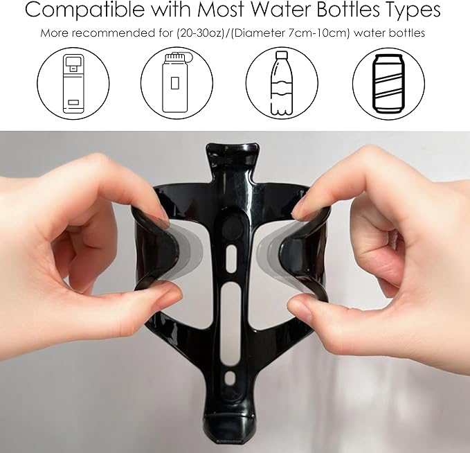 Bike Water Bottle Holder 1 Pack, Universal Bikes Cup Holder Cage, Ultra-Light Water Bottle Bike Cage with Stainless Steel Screws Tool, for Bicycle, Cycling, MTB, Road/Mountain Bikes - Black