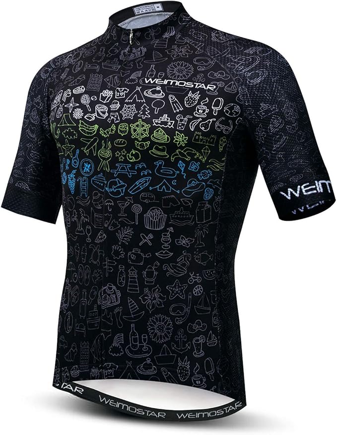 Cycling Jersey Men USA Summer Bike Short Sleeve 3-Pockets Breathable Quick-Dry Shirt S-3XL