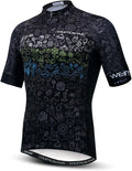 Cycling Jersey Men USA Summer Bike Short Sleeve 3-Pockets Breathable Quick-Dry Shirt S-3XL