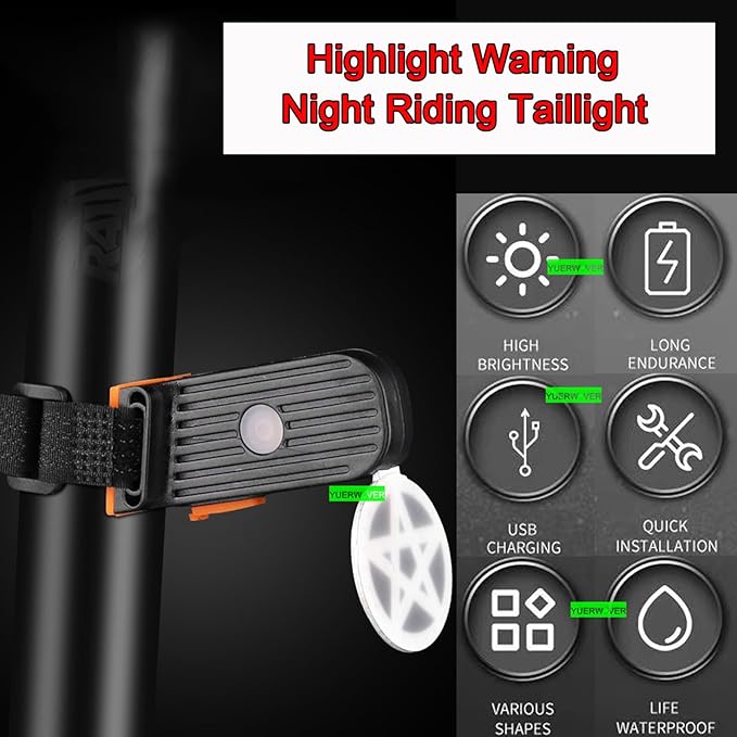 Bike Tail Light LED Rechargeable Rear Bicycle Light for Night Riding Cycling Bright Back Mountain Bike Ebike Accessories Waterproof Safety Warning Light for Adult Kids