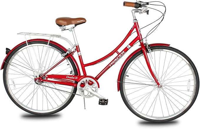 Tracer Osaka Hybrid Bikes, Steel Frame, Shimano Nexus Inter 3/7 Speed, Brown Seat Brown Grips, Road Bike, City Bike, Multiple Colors