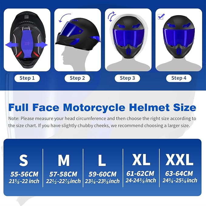 Motorcycle Helmets for Adult Men Women,Full Face Motorcycle Helmet,MG666 DOT Approved Motorbike Racing Street Bike Helmets with Two Visors
