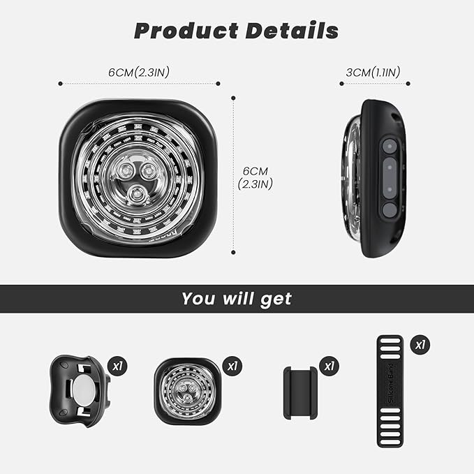 Smart Bike Lights System-Taillight,Headlight&Turn Signal,Sync Front&Rear Bike Light for Night Riding,3+2+1 Light Modes Rechargeable Bicycle Light with Remote Controller,IP67 Waterproof Day/Night Mode