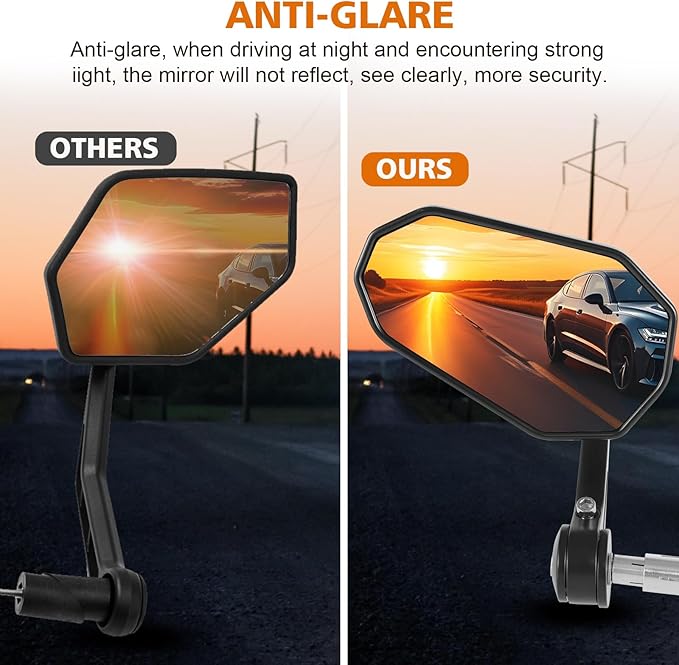 Motorcycle Side Mirrors Handle Mount Bar End Mirror, Universal Handlebar Rear View Bar End Mirrors for Motorcycles E-bike Scooters Snowmobile ATV