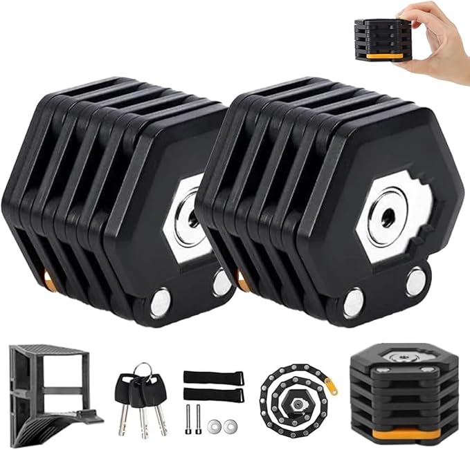 Titanguard Pro Bike Lock Klyra Bike Locks Heavy Duty Anti Theft Bike Chian Locks with Bracket High Security Scooter Locks Chain for Motorcycle E‑Scooter (2PCS)