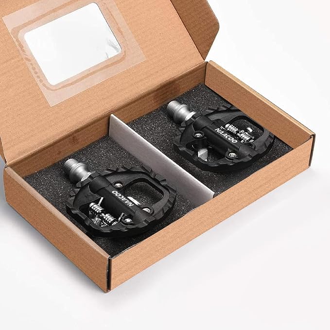 NAACOO Bike Pedals Dual Platform Compatible with Shimano SPD Mountain Clipless Pedals,3-Sealed Bearing Lightweight Bicycle Pedals for Outdoor Spin Exercise Peloton Fit Trekking Bike