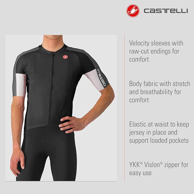 CASTELLI Men’s Entrata 6 Jersey, UPF Sun Protection, Quarter Length Sleeve Jersey for Road Cycling & Gravel Biking & Racing