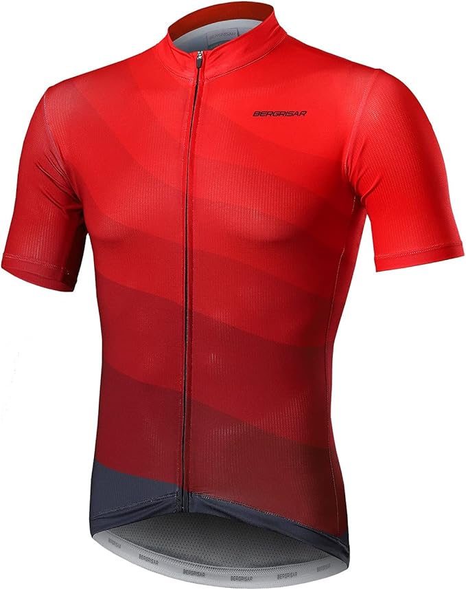 BERGRISAR Cycling Jersey Mens Bike Shirts Short Sleeve Bicycle Biking Clothes with Pockets Reflective