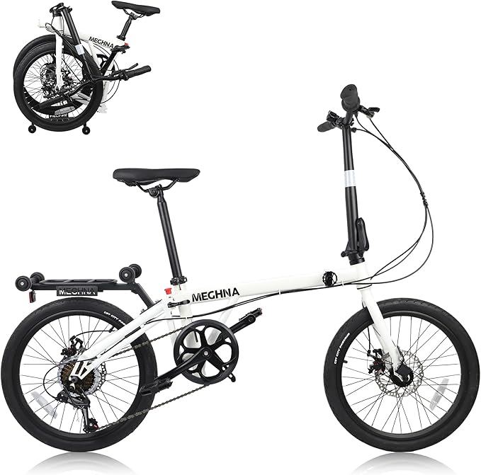 20 Inch Folding Bike for Adults, 7-Speed Shimano Gears & Dual Disc Brakes, Steel Frame,Compact Foldable Design- Perfect for Commuting/Travel