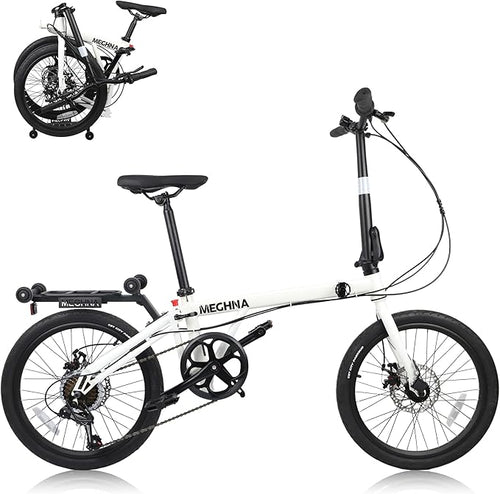 20 Inch Folding Bike for Adults, 7-Speed Shimano Gears & Dual Disc Brakes, Steel Frame,Compact Foldable Design- Perfect for Commuting/Travel