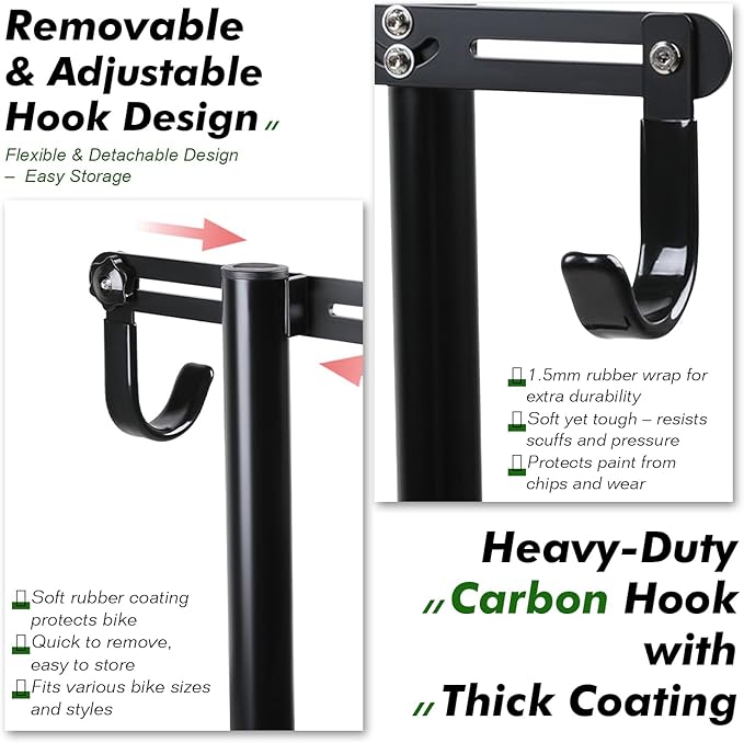 Bike Stand Floor Parking Bike Rack – Foldable Bicycle Stand Storage Holder for MTB & Road Bikes – Fits up to 2.4" Tires – Floor Rack for Indoor Garage