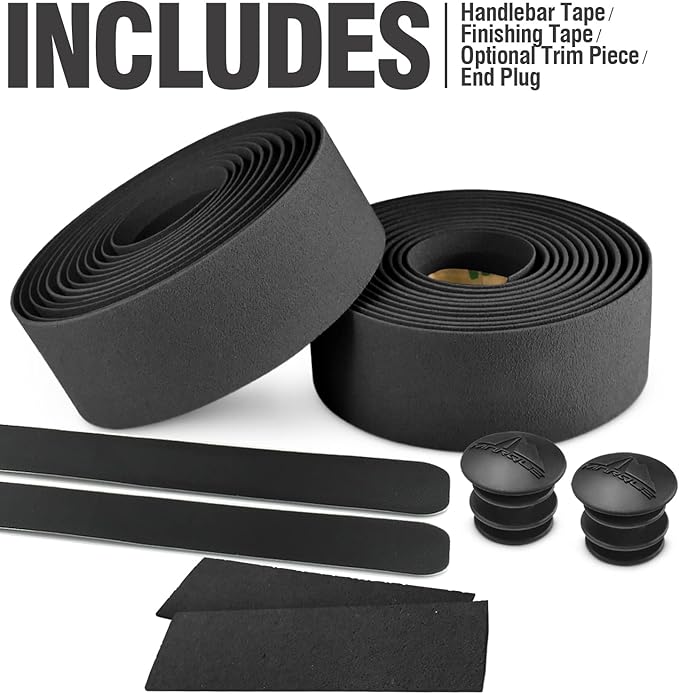 MARQUE Road Bike Handlebar Tape - Road Cycling Bicycle Handle Bar Wrap for Drop Bars with End Plugs - 2PCS per Set