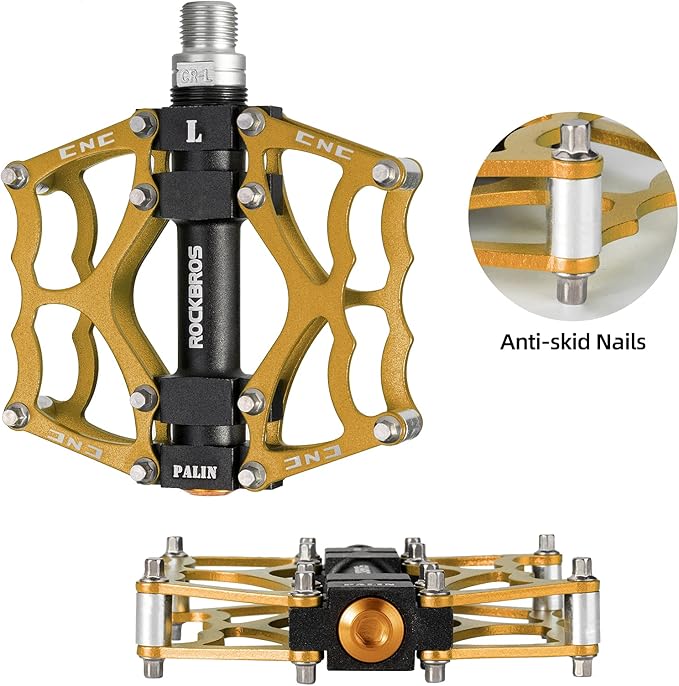 ROCKBROS Mountain Bike Pedals MTB Pedals CNC Non-Slip Lightweight Aluminum Alloy Bicycle Pedals Sealed Bearings Bicycle Platform Pedals 9/16" BMX Road Bike Pedal