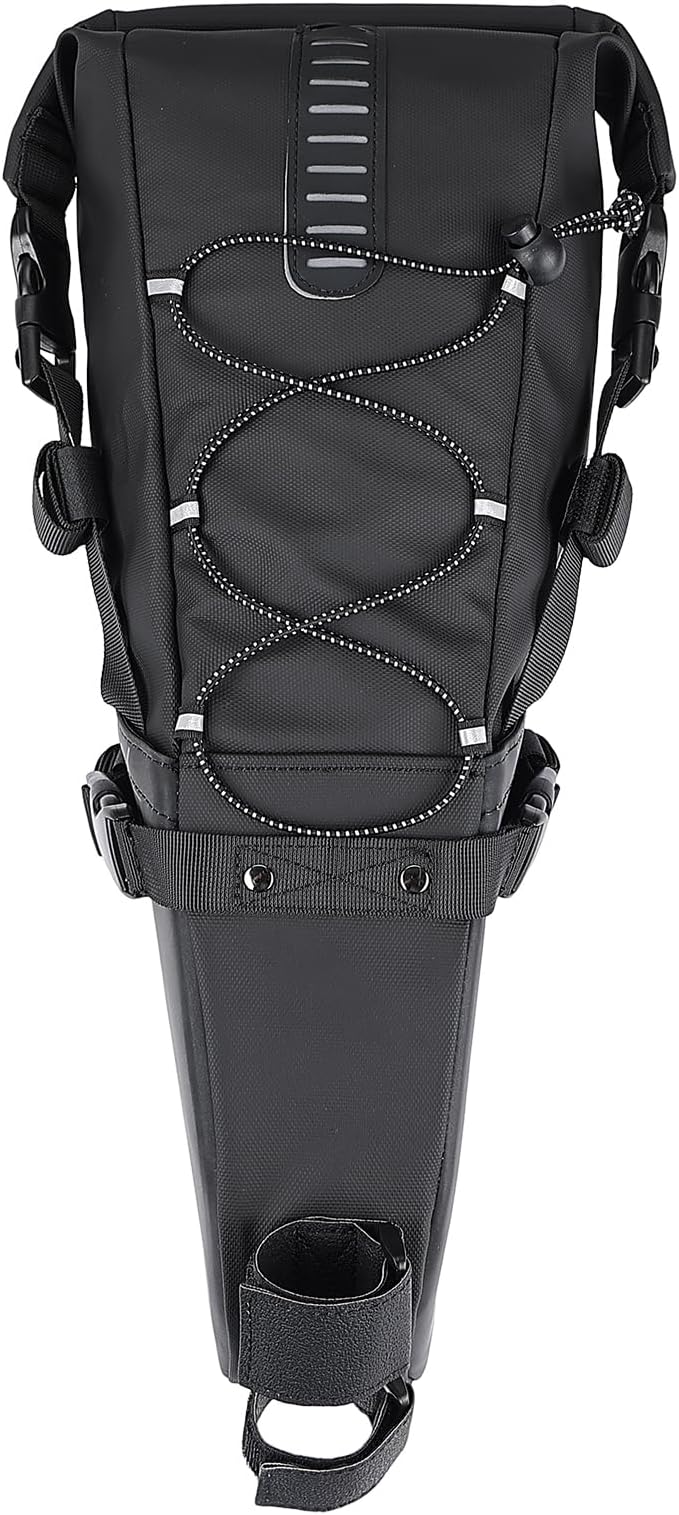 KEMIMOTO Bike Saddle Bag, Bike Seat Bag Expandable 11L-13L Fully Waterproof Bikepacking Pouch, Night Safety Reflective Strips, Bicycle Seat Bag With PVC Reflective Panel Max