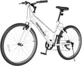 26 inch 7-Speed Commuter Bicycle,Men's Cruiser Bike/Mountain Bike/Hybrid Bicycle,V Brake,Metal Frame, Adult Bike (Black, White, Blue, Green, Purple, Pink)